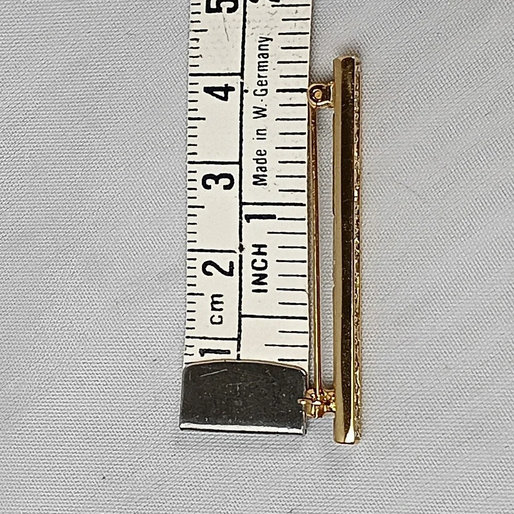 VTG Monet high-quality triple-plated gold finish Rhinestones Bar Brooch 1.75